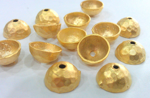 12 Pcs (10x5 mm) Gold Plated Brass Bead Caps  G9530