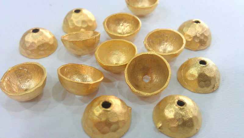 12 Pcs (10x5 mm) Gold Plated Brass Bead Caps  G9530