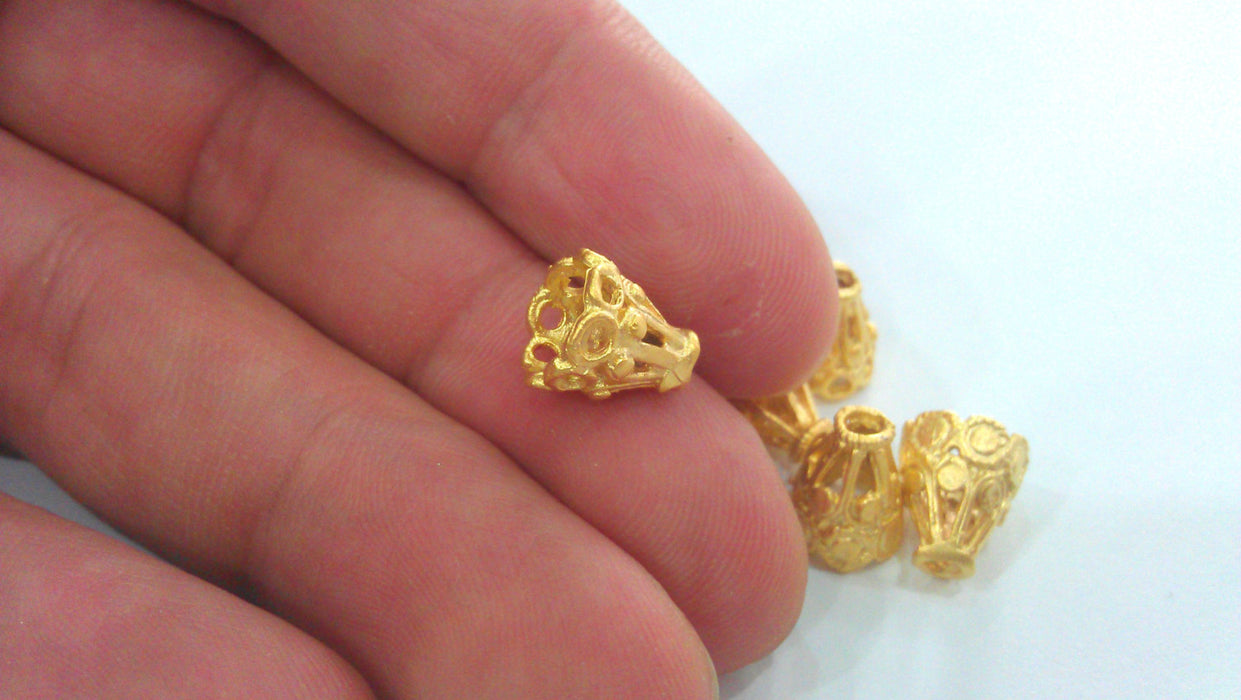 10 Pcs (12x9 mm) Cones Findings , Gold Plated Brass G1421