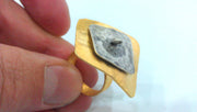 Gold Plated Brass and Antique Silver Plated Brass Adjustable  Ring,Findings G1430