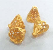 4 Gold Cones Findings  Gold Plated Brass  G9869