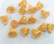 4 Gold Cones Findings  Gold Plated Brass  G9869