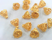 4 Gold Cones Findings  Gold Plated Brass  G9869