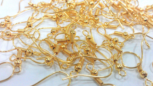 10 Pcs (5 pairs)  Earring Hook ,Findings , Shiny Gold Plated G9871