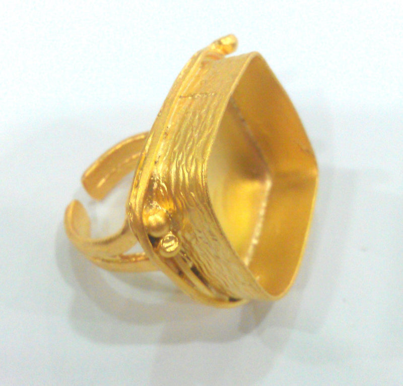 Adjustable Ring Blank (22 mm Blank)  , Bezel Settings,Cabochon Base,Mountings, Gold Plated Brass G1436