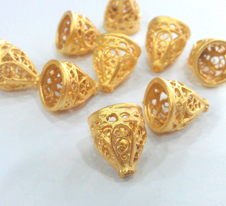 10 Gold Plated Cone Findings Gold Plated Brass  10 Pcs (14x12 mm)  G9442