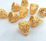 100 Gold Plated Cone Findings Gold Plated Brass  10 Pcs (14x12 mm)  G9442