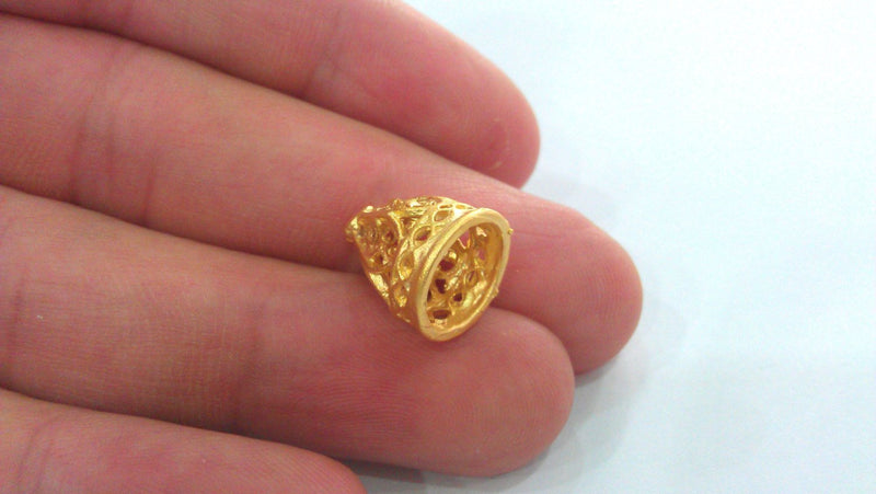 100 Gold Plated Cone Findings Gold Plated Brass  10 Pcs (14x12 mm)  G9442
