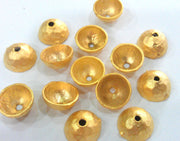 4 Pcs (10x5 mm)  Bead Caps  Findings , Gold Plated Brass G9530