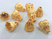 10 Pcs (12x9 mm) Cones Findings , Gold Plated Brass G1421