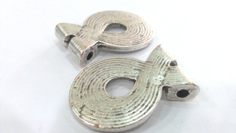 1 Pc (32x25 mm) Oxidized Silver Plated  Medallion  Pendants G10961