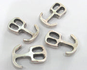 4 Silver Charm Antique Silver Plated Metal Anchor Connector  Charms 4  Pcs (20x15 mm)   G10969