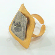 Gold Plated Brass and Antique Silver Plated Brass Adjustable  Ring,Findings G1430