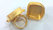 Adjustable Ring  Blank (22 mm Blank)  ,Cabochon Base,Mountings  , Gold Plated Brass G1436