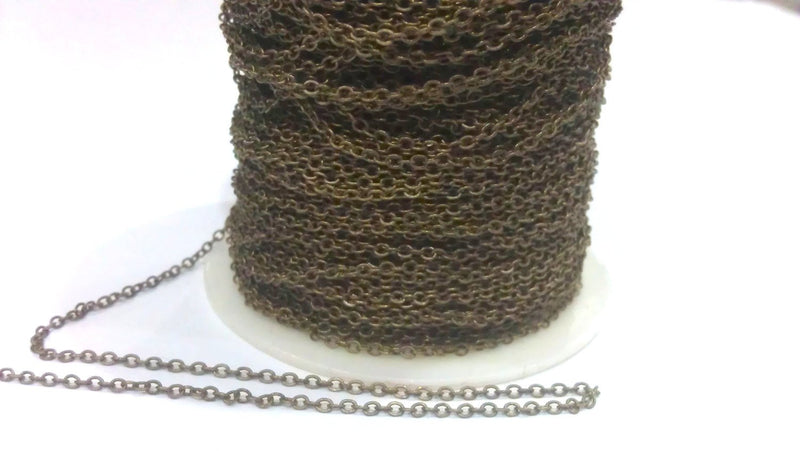 100mt Antique Bronze Tone Brass Soldered Cable Chain 100 Meters-333 Feet (1.5x2 mm.) G283
