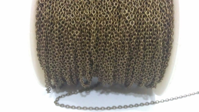 100mt Antique Bronze Tone Brass Soldered Cable Chain 100 Meters-333 Feet (1.5x2 mm.) G283