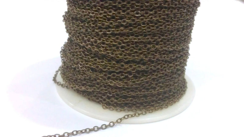 10mt Antique Bronze Tone Brass Soldered Cable Chain 10 Meters-33 Feet (1.5x2 mm.) G283