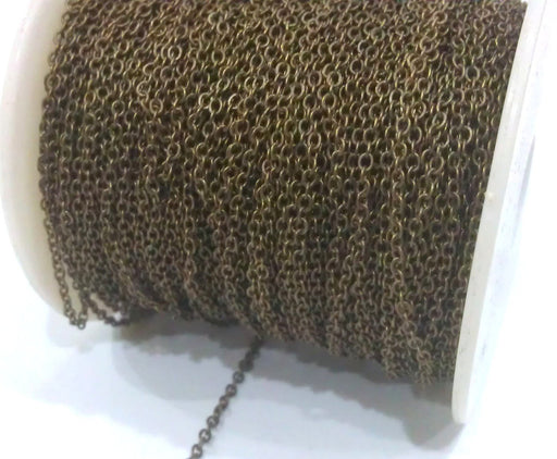 10mt Antique Bronze Tone Brass Soldered Cable Chain 10 Meters-33 Feet (1.5x2 mm.) G283