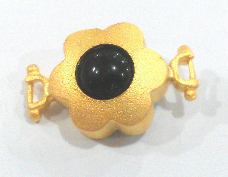 Gold Plated Black Connectors , Gold Plated Brass Bezel 14 mm   G1470