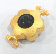 Gold Plated Black Connectors , Gold Plated Brass Bezel 14 mm   G1470