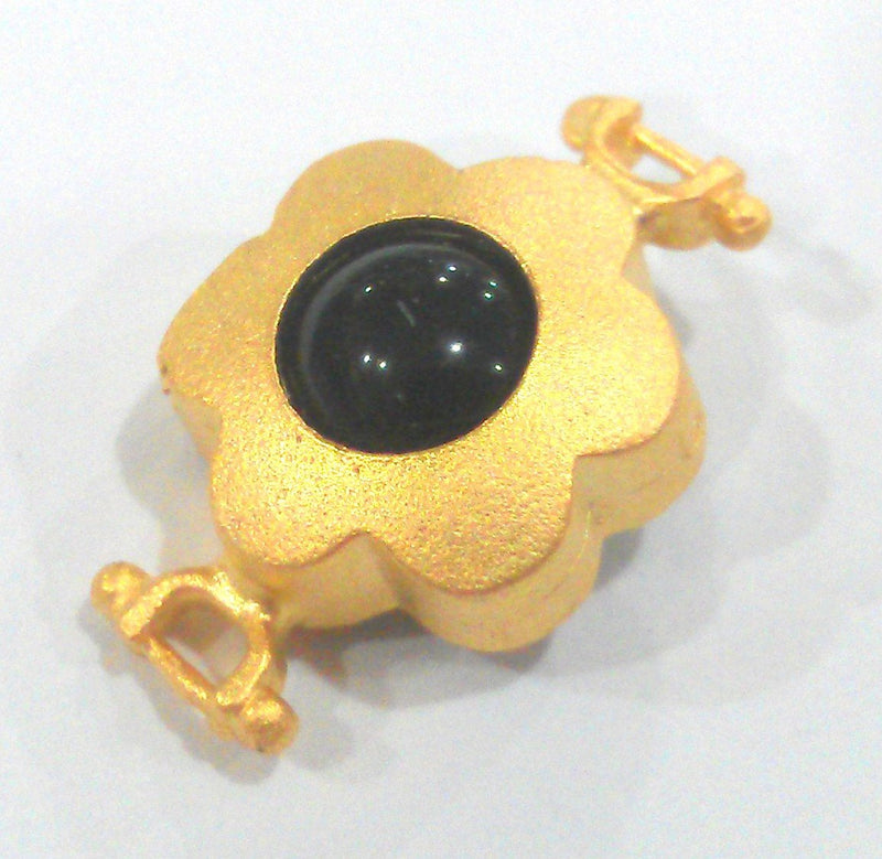 Gold Plated Black Connectors , Gold Plated Brass Bezel 14 mm   G1470