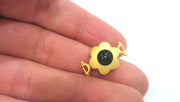 Gold Plated Black Connectors , Gold Plated Brass Bezel 14 mm   G1470