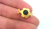 Gold Plated Black Connectors , Gold Plated Brass Bezel 14 mm   G1470