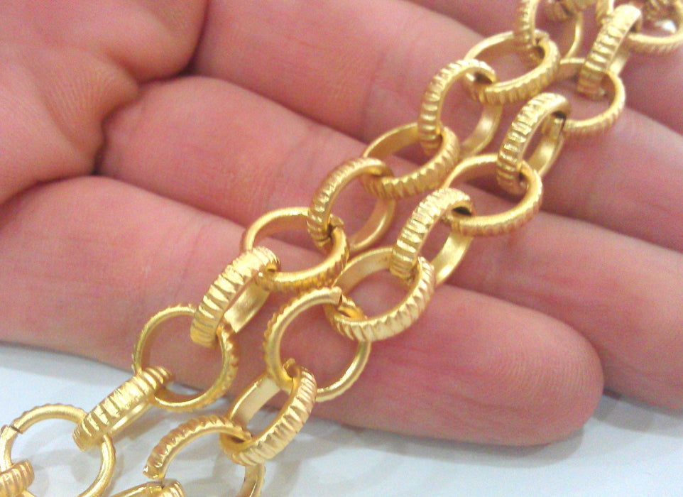 Gold Rolo Chain , Large Gold Plated Chain (11mm) 1 Meter - 3.3 Feet   G9471