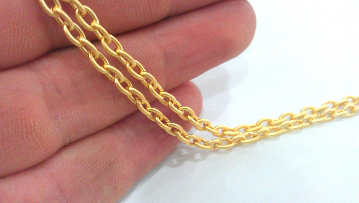 Gold Chain Cable Chain Gold Plated Chain  1 Meter - 3.3 Feet  (5x3mm)  G9590