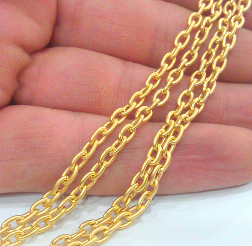 5mt Gold Chain Cable Chain Gold Plated Chain 5 Meters - 16.5 Feet  (5x3mm) G9590