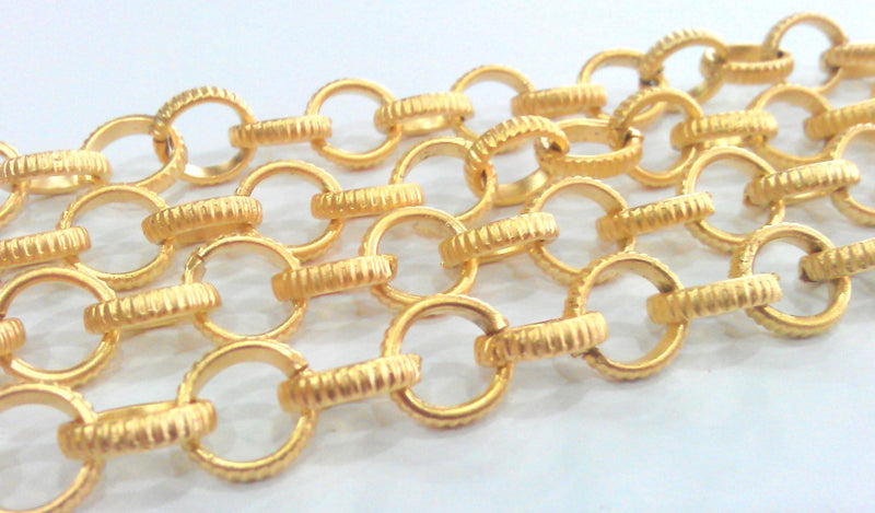 Gold Rolo Chain , Large Gold Plated Chain (11mm) 1 Meter - 3.3 Feet   G9471