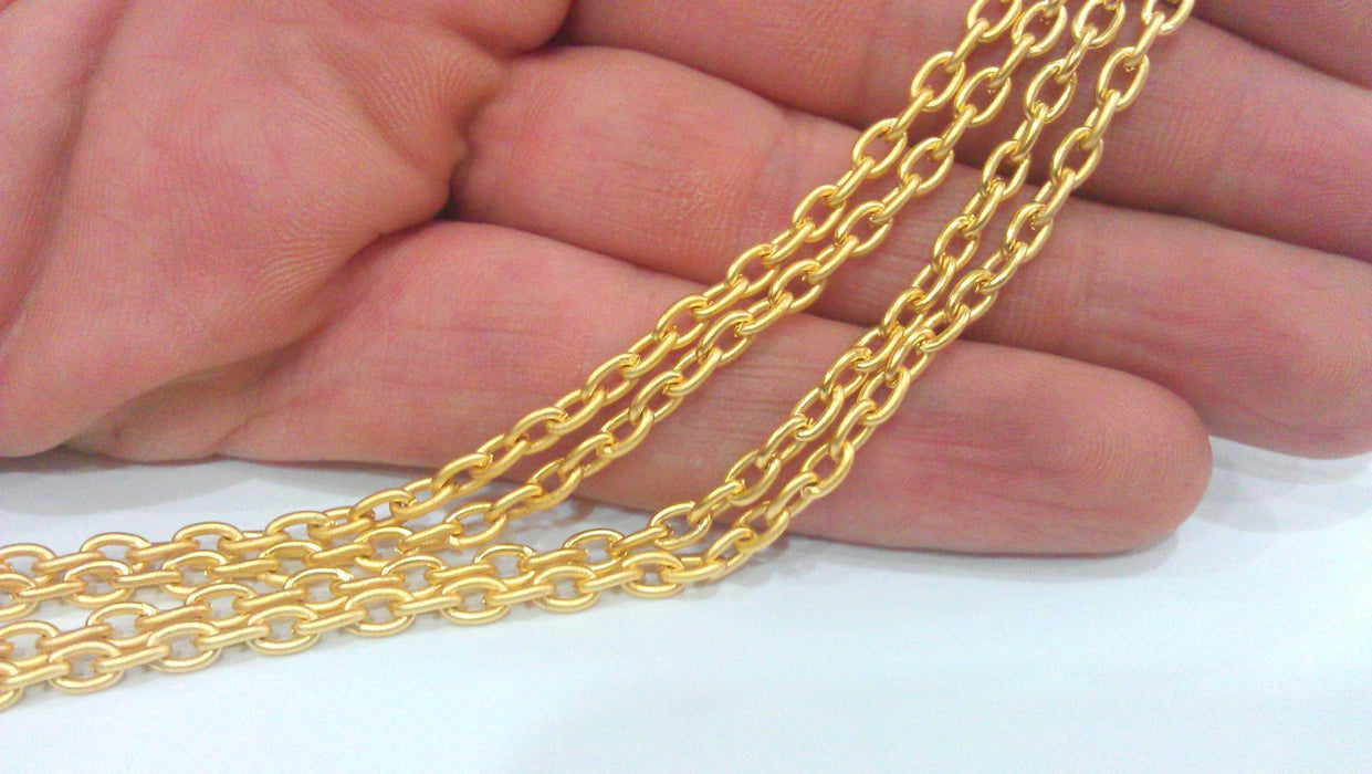 Gold Chain Cable Chain Gold Plated Chain  1 Meter - 3.3 Feet  (5x3mm)  G9590