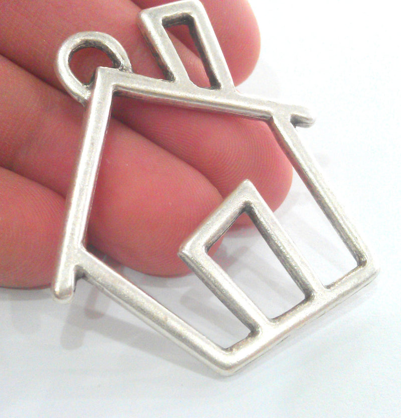 House Pendant  Antique Silver Plated (47x42) G12634