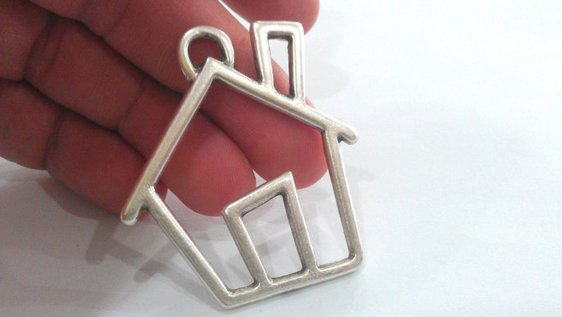 House Pendant  Antique Silver Plated (47x42) G12634