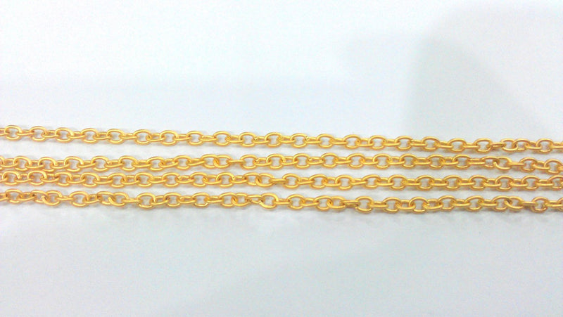 5mt Gold Chain Cable Chain Gold Plated Chain 5 Meters - 16.5 Feet  (3x4 mm)  G9591