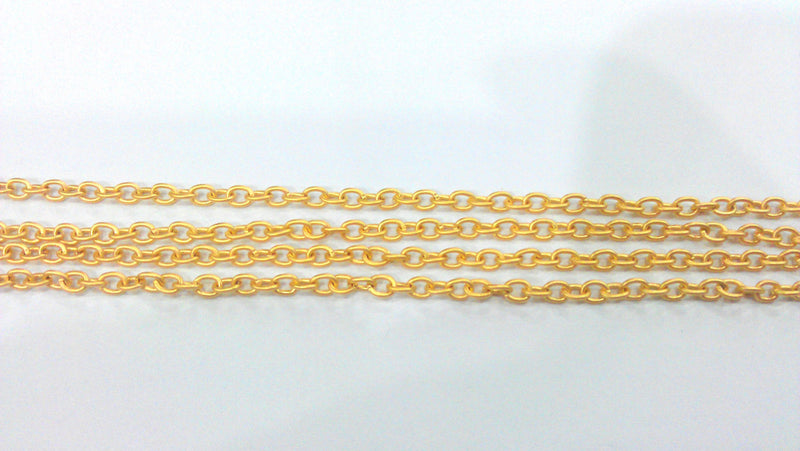 Gold Chain Cable Chain Gold Plated Chain 1 Meter - 3.3 Feet  (3x4 mm) G9591