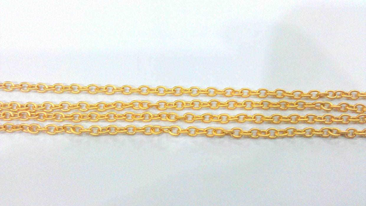 Gold Chain Cable Chain Gold Plated Chain 1 Meter - 3.3 Feet  (3x4 mm) G9591