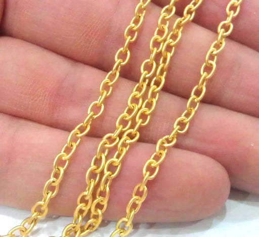 Gold Chain Cable Chain Gold Plated Chain 1 Meter - 3.3 Feet  (3x4 mm) G9591