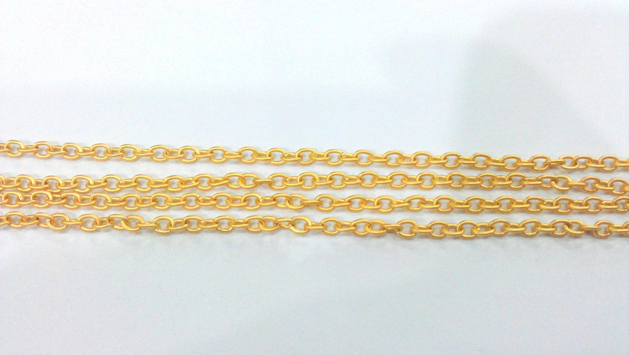 3mt Gold Chain Cable Chain Gold Plated Chain  3 Meters - 10 Feet  (3x4 mm)  G9591