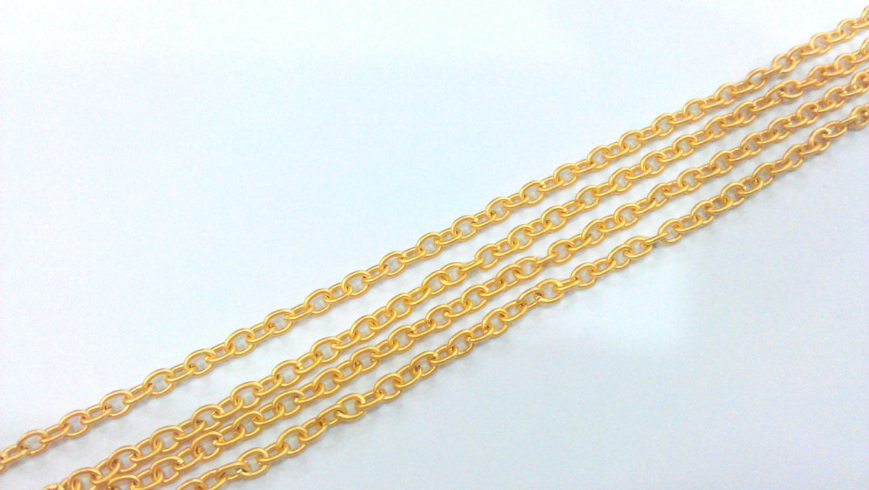 10 mt Gold Chain Cable Chain Gold Plated Chain 10 Meters- 33 Feet  (3x4 mm) G9591