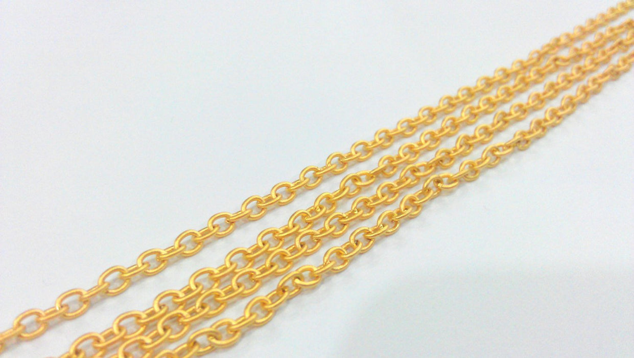 3mt Gold Chain Cable Chain Gold Plated Chain  3 Meters - 10 Feet  (3x4 mm)  G9591