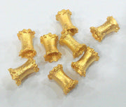 4 Gold Tube Beads , Gold Plated  Brass  (13x8 mm)  G9458