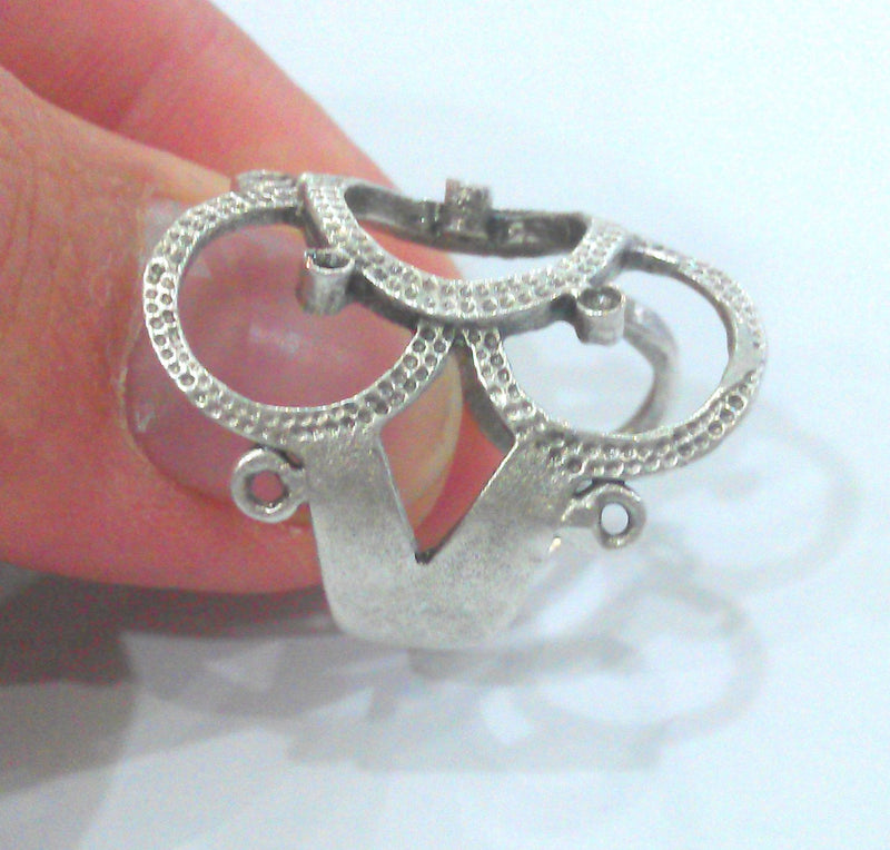 Adjustable  Ring Blank (2 mm blank) Antique Silver Plated Brass ,Findings  G1513