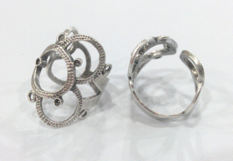 Adjustable  Ring Blank (2 mm blank) Antique Silver Plated Brass ,Findings  G1513