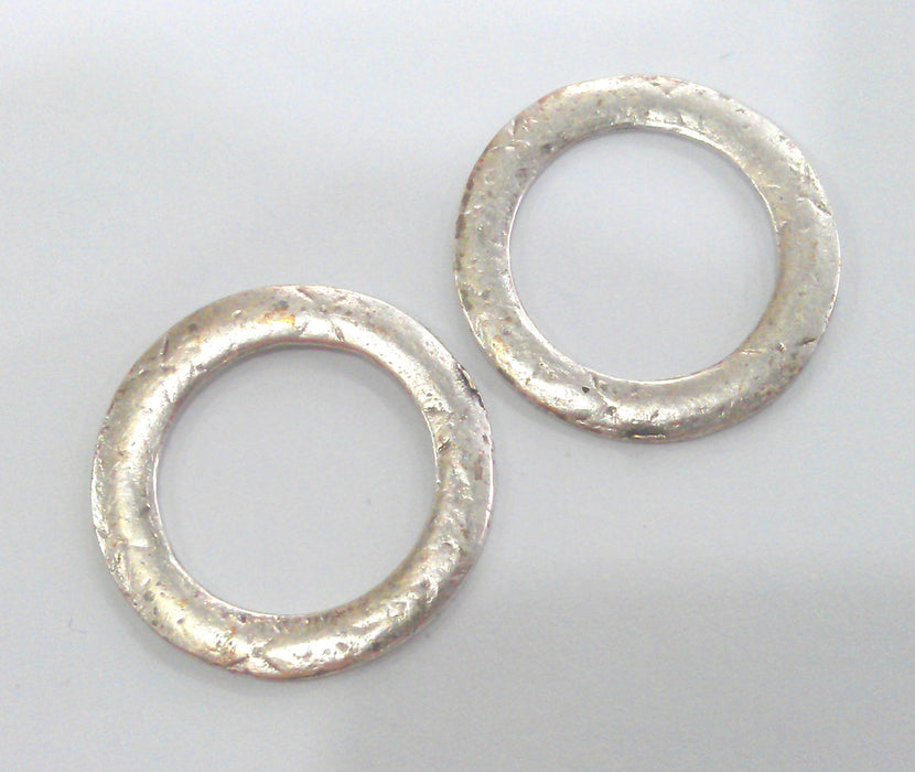 Antique Silver Circle Antique Silver Plated Round , Connector ,Findings 10 Pcs (30 mm) G13815