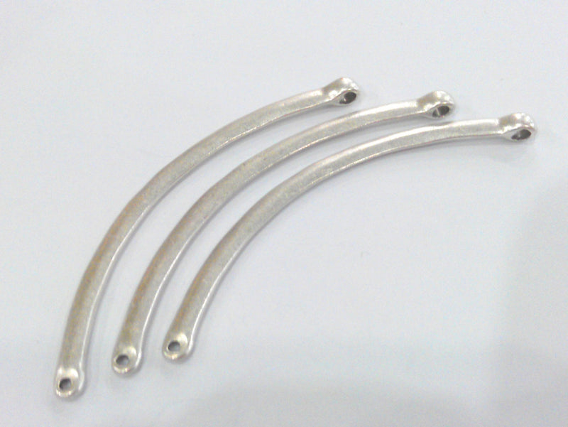 2 Antique Silver Plated Metal  Connector 2 Pcs. (82X4 mm)    G10957