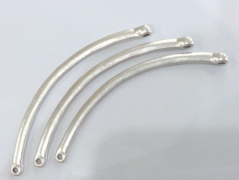 2 Antique Silver Plated Metal  Connector 2 Pcs. (82X4 mm)    G10957