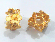 2 Gold Plated Brass Flower Rondelle Findings  (11 mm)  G13933