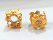 2 Gold Plated Brass Flower Rondelle Findings  (11 mm)  G13933