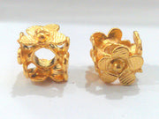 2 Gold Plated Brass Flower Rondelle Findings  (11 mm)  G13933